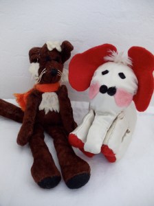 Stuffed Fox and Valentine Elephant Made by Omnidoll Age 11-12. Photo by Omnidoll 2014.